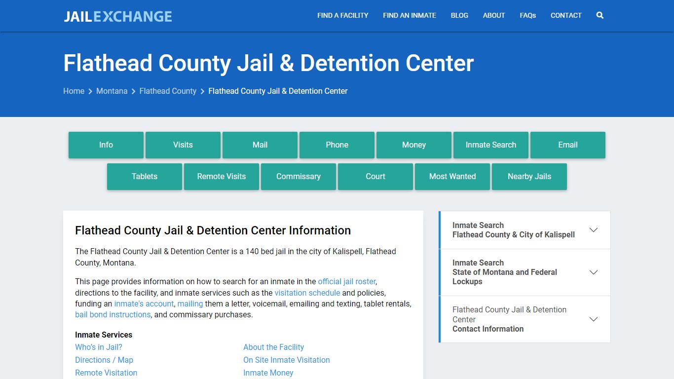 Flathead County Jail & Detention Center, MT Inmate Search, Information